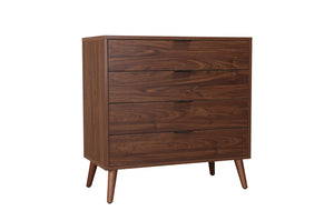 589WN-9 Chest with Four Drawers, Walnut Finish