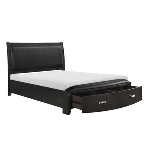 1737NGY-1* Queen Sleigh Platform Bed with Footboard Storage