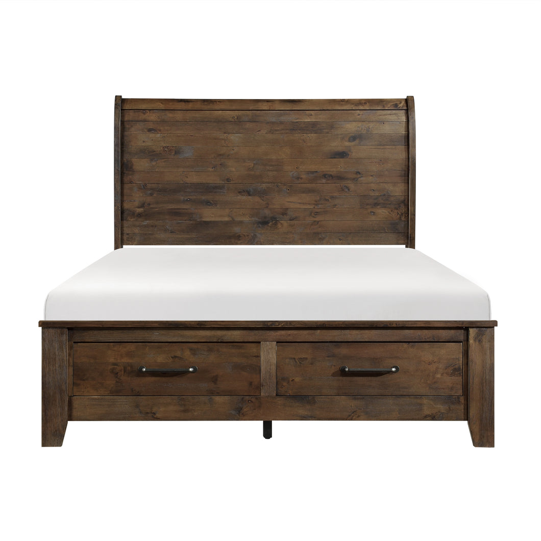 1957-1* Queen Sleigh Platform Bed with Footboard Storage