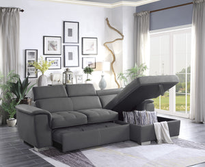 8228GY* 2-Piece Sectional with Pull-out Bed and Hidden Storage