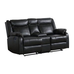 8201BLK-2 Double Glider Reclining Love Seat with Center Console