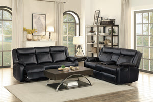 8201BLK-3 Double Reclining Sofa with Center Drop-Down Cup Holders