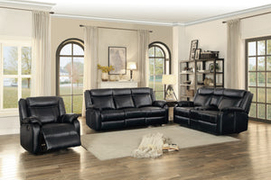 8201BLK-3 Double Reclining Sofa with Center Drop-Down Cup Holders