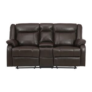 8201BRW-2 Double Glider Reclining Love Seat with Center Console