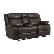 8201BRW-2 Double Glider Reclining Love Seat with Center Console