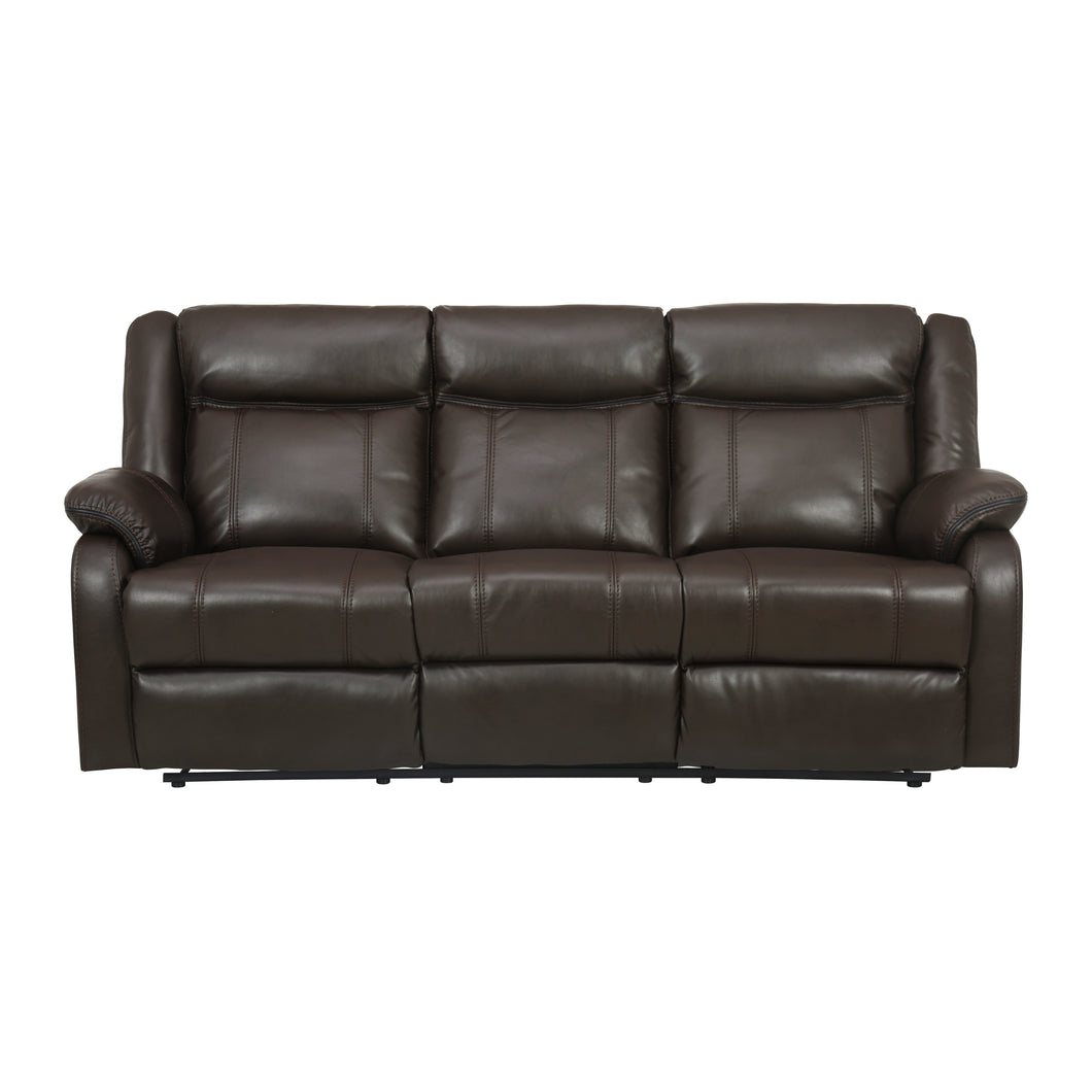 8201BRW-3 Double Reclining Sofa with Center Drop-Down Cup Holders