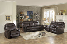 8206BRW-2 Double Glider Reclining Love Seat with Center Console, Receptacles and USB Ports