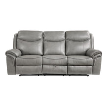 8206GRY-3 Double Reclining Sofa with Center Drop-Down Cup Holders, Receptacles, Hidden Drawer and USB Ports