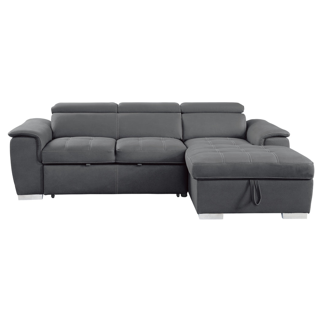 8228GY* 2-Piece Sectional with Pull-out Bed and Hidden Storage