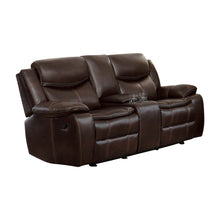 8230BRW-2 Double Glider Reclining Love Seat with Center Console