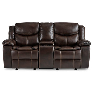 8230BRW-2 Double Glider Reclining Love Seat with Center Console