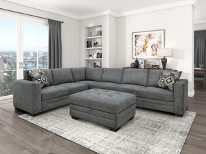 9212GRY*3OT Sectional with Storage Ottoman