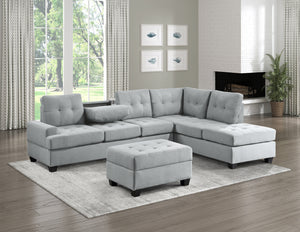9367GY*3OT 3-Piece Reversible Sectional with Ottoman
