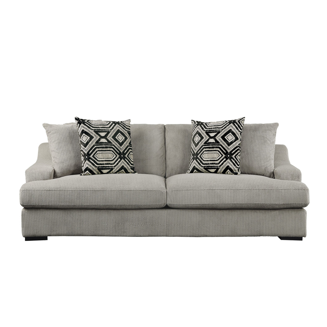 9404GY-3 Sofa with 4 Pillows
