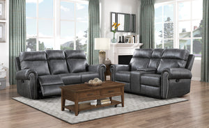 9488GY-2 Double Reclining Love Seat with Center Console