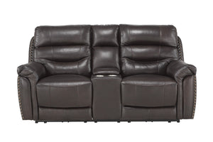9527BRW-2PWH Power Double Reclining Love Seat with Center Console, Power Headrests and USB Ports