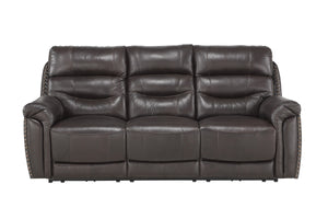 9527BRW-3PWH Power Double Reclining Sofa with Power Headrests and USB Ports