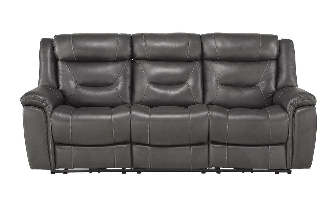 9528DGY-3PWH Power Double Reclining Sofa with Power Headrests and USB Ports