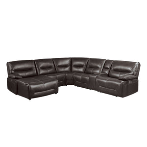 9579BRW*6LCRRPW 6-Piece Power Reclining Sectional with Left Chaise