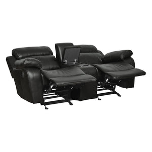 9724BLK-2 Double Glider Reclining Love Seat with Center Console