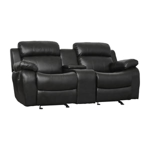 9724BLK-2 Double Glider Reclining Love Seat with Center Console