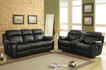9724BLK-3 Double Reclining Sofa with Center Drop-Down Cup Holders