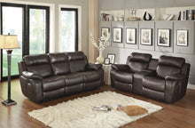9724BRW-2 Double Glider Reclining Love Seat with Center Console
