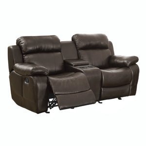 9724BRW-2 Double Glider Reclining Love Seat with Center Console