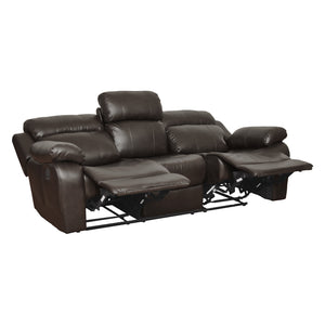 9724BRW-3 Double Reclining Sofa with Center Drop-Down Cup Holders