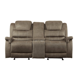 9848BR-2 Double Glider Reclining Love Seat with Center Console