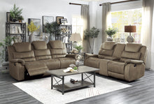 9848BR-3 Double Reclining Sofa with Drop-Down Cup Holders and Receptacles