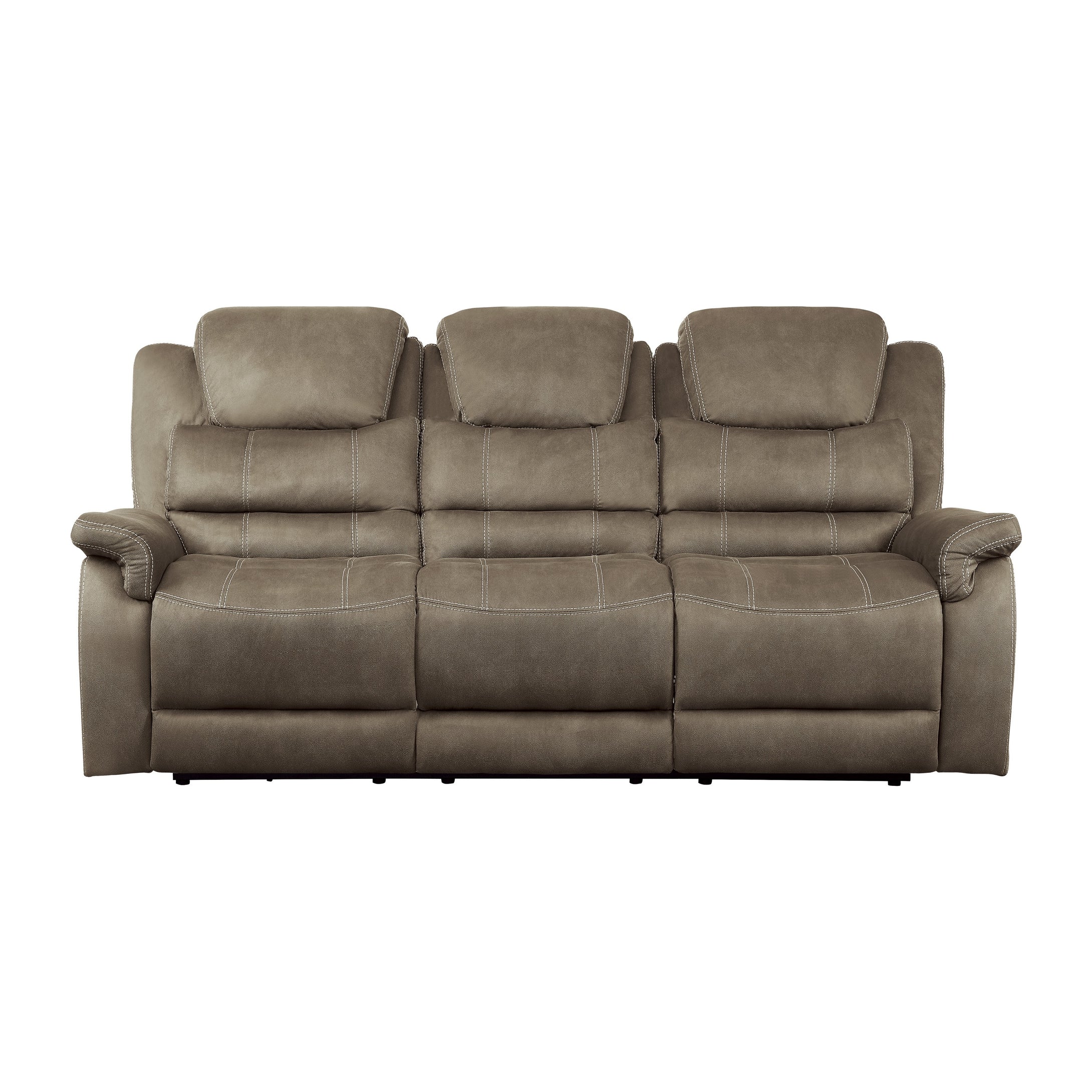 9848BR-3PWH Power Double Reclining Sofa with Power Headrests, Drop-Down Cup Holders, Receptacles and USB Ports