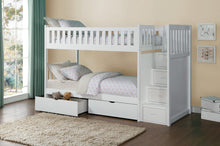 B2053SBW-1*T Twin/Twin Step Bunk Bed with Storage Boxes