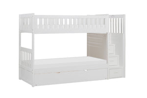 B2053SBW-1*R Twin/Twin Step Bunk Bed with Twin Trundle