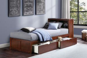 B2013BCDC-1T* Twin Bookcase Bed with Storage Boxes