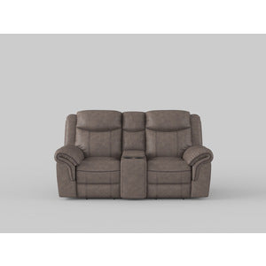 8206GRY-2 Double Glider Reclining Love Seat with Center Console, Receptacles and USB Ports