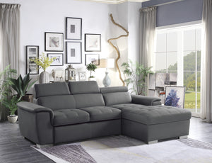 8228GY* 2-Piece Sectional with Pull-out Bed and Hidden Storage
